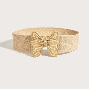 Butterfly Buckle Belt, cream color, sizes 6-8, stretch length: 75 cm.